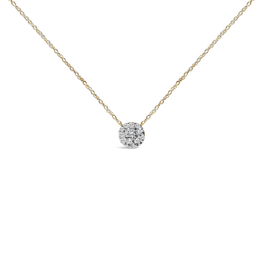 Collier avec pendentif en grappe de diamants en argent sterling plaqué or jaune 14 carats 3/8 Cttw