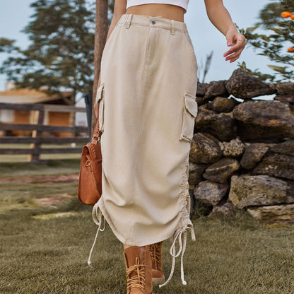American Denim Casual Midi Skirt