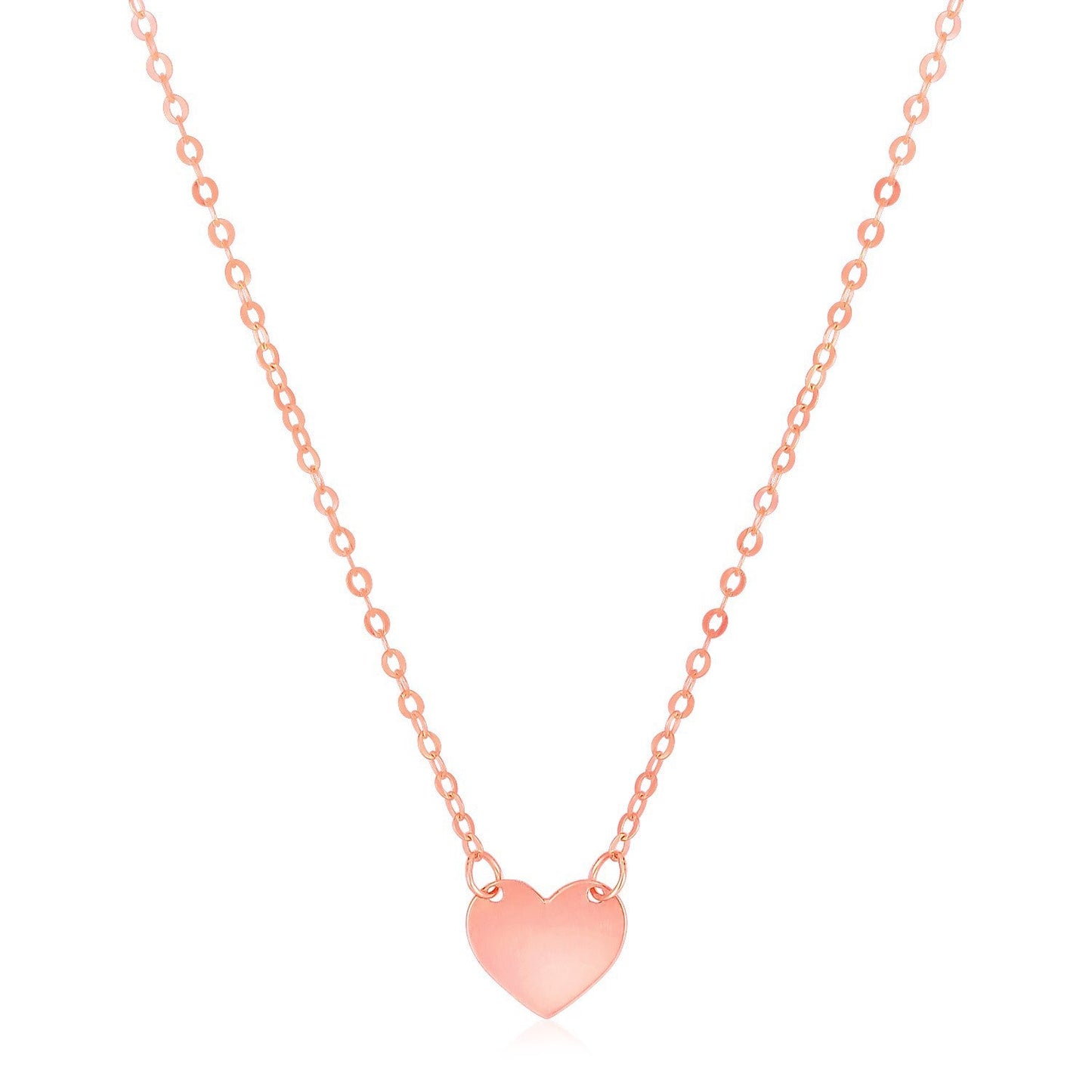 14k Rose Gold Polished Mini Heart Necklace