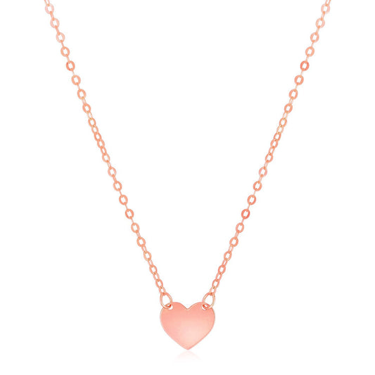 Collier mini cœur poli en or rose 14 carats