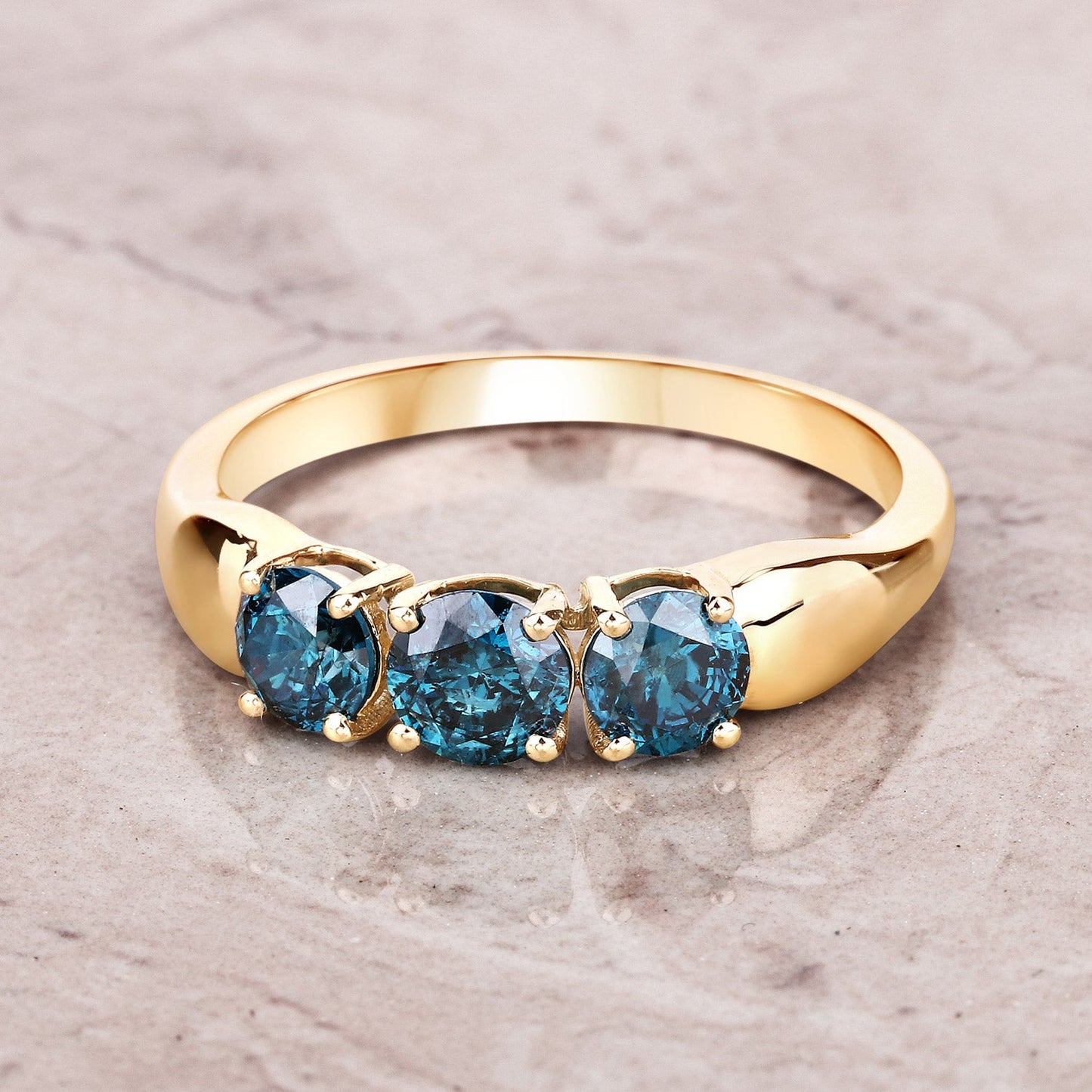 1.03 Carat Genuine Blue Diamond 14K Yellow Gold Ring