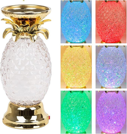 YAKii 9.5" Pineapple LED Color Changing Shine Lava Lamp,Swirling Water Waves Lamp Kid Safe Battery/USB Cable Operated,Table Lamp Candle Holder Table Decoration Gold