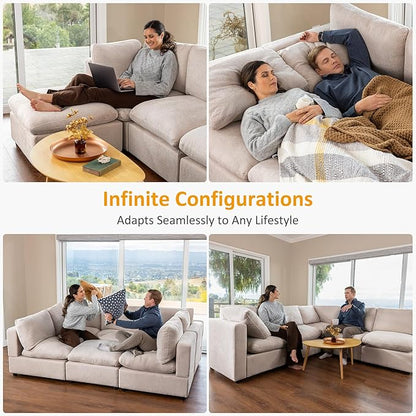Modular Sectional Sofa, Convertible Couch Modular Sofa Without Ottoman, Sectional Sofas for Living Room Small Apartments