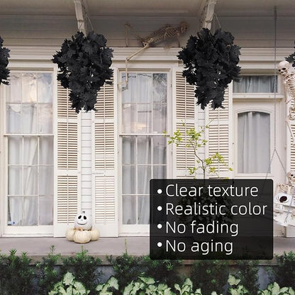 RECUTMS Black Maple Leaf Artificial Hanging Plants Fake Plants Faux Fall Leaves Halloween Faux Plants Autumn Leaves Artificial Wall Hanging Indoor Outdoor Halloween Decoration（Black）