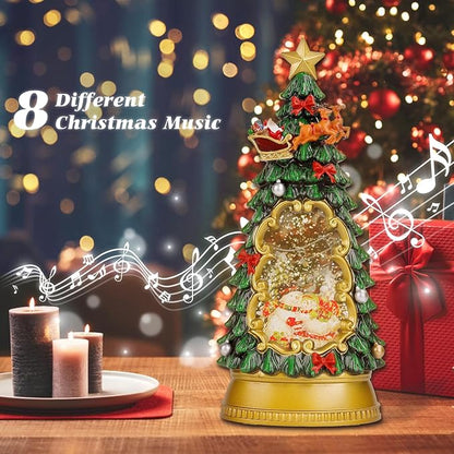Christmas Snow Globes,with Musical and 6 Hour Timer,Snow Globes Lights, Christmas Indoor Decorations, Christmas Tree Decorations,USB & Battery Powered,Christmas Snowman Skiing