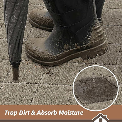 BEQHAUSE Dirt Trapper Door Mat 24" x 60", Doormat Non-Slip Entryway Rugs Washable, Dog Door Mat Stain Resistant and Absorbent Welcome Floor Mat for Front Back Door, Muddy Wet Shoes & Paws, Beige