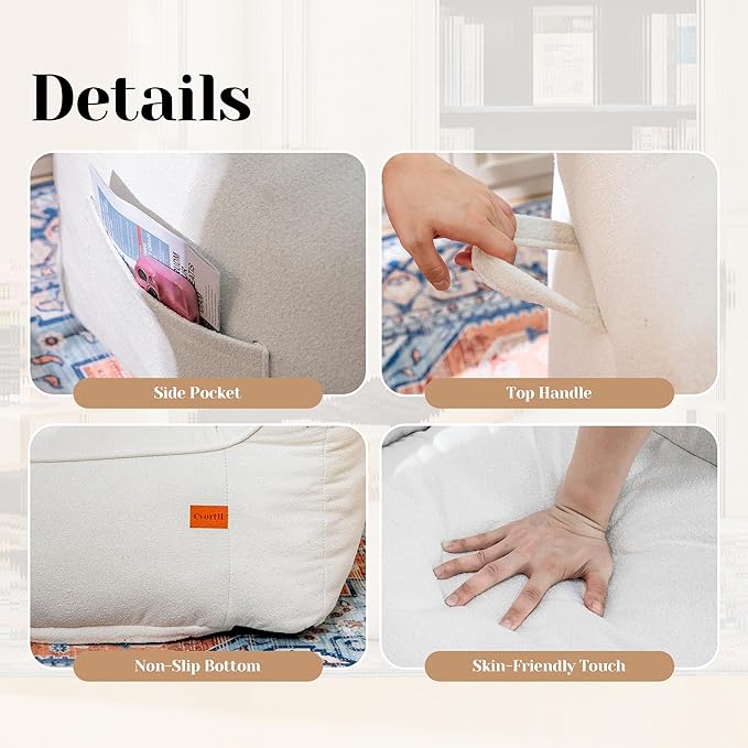 Bean Bag Chair for Adults, Comfy Tufted Bean Bag Chair Sofa with Armrests, Lazy Beanbag Chair with Foam Filler Stuffed Bean Bag Couch Sofa for Reading in Bedroom, Living Room and Dorms