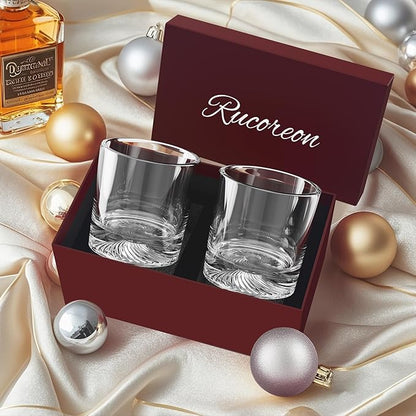 Crystal Whiskey Glasses Set of 2 – 10oz Old Fashioned Rocks Glass for Scotch, Bourbon, Rum & Cocktail – Premium Gift for Men, Dad, or Husband