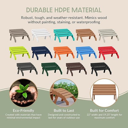 WestinTrends Dylan Outdoor Patio HDPE Adirondack Ottoman Footrest, Teak