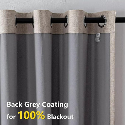 Blackout Curtains Customsize 1 Panel, 100% Blackout Textured Thermal Curtains, Grommet Privacy Light Blocking Drapes for Living Room Bedroom Luxury Decor(Customsize, Linen)