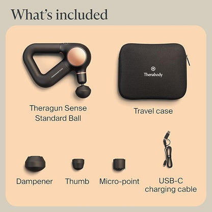 TheraGun Sense by Therabody - Deep Tissue Massage Gun with Preloaded Routines for Stress Relief, Pain Relief & Muscle Soreness in Neck, Back, Leg, Knee, and Shoulder (Black)
