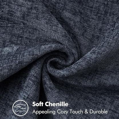 MIULEE Pack of 2 Couch Throw Pillow Covers 16x16 Inch Dark Blue Farmhouse Decorative Pillow Covers with Stitched Edge Soft Chenille Solid Dyed Spring Pillow Covers for Sofa Bed Living Room
