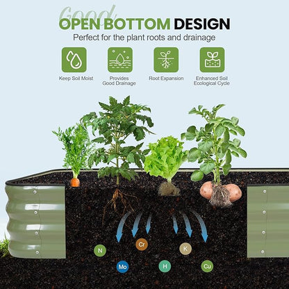 G GOOD GAIN Raised Garden Bed Kit | 2Pcs 4-in-1 Adjustable Galvanized Metal Planter Boxes for Outdoor Vegetables, Flowers Herb | Multiple Sizes (5x3x1ft, 4x4x1ft, 6x2x1ft, 7x1x1ft), Green