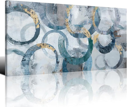 Mofutinpo Abstract Canvas Wall Art for Living Room, Modern Minimalist Wall Pictures Painting - Blue and Teal Room Decorations, cliques Framed Wall Art for Bedroom Office Artwork 20×40IN