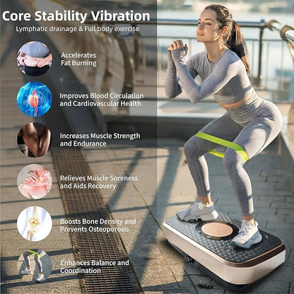 Vibration Plate Fitness Platform Whole Body Exercise Machine with 120 Speed Levels, Lymphatic Drainage, Fat Burning, and Weight Loss, Perfect for Women, Men, and Home Gym Exercise