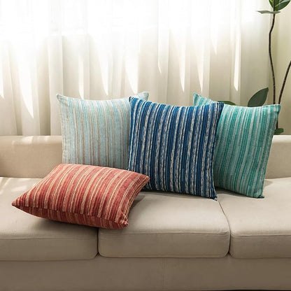 Yeiotsy Pack of 2, Modern Striped Throw Pillow Covers Bohemia Cushion Covers Home Decoration (Navy Blue, 18 X 18 Inches)