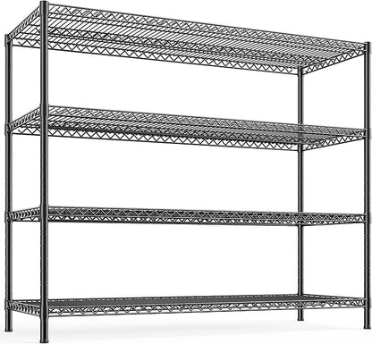 REIBII 2560LBS Storage Shelves 55.5"W Metal Shelving Unit 4 Tier Wire Shelving Commercial Adjustable Garage Shelving Heavy Duty for Storage Rack for Pantry, Garage, Kitchen, 55.5"W x 18"D x 55.5"H