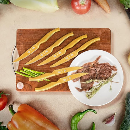 ZHANG XIAO QUAN SINCE 1628 15Pcs Knife Sets with Block, 50Cr15MoV Stainless Steel kitchen knife set with Built-in Sharpener Dishwasher Safe(Golden)