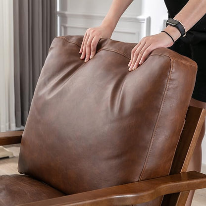 chairus Leather Accent Chair Mid Century Modern Armchair Compfy Upholstered Lounge Arm Chair for Living Room Fireplace/Bedroom/Reception/Dorms, PU Brown
