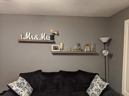 joelsantiques 36 Inch Wooden Floating Shelves for Wall - 36x6x2 in - Made of Natural Wood - Long Heavy Duty Rustic Wall Shelves for Bedroom - Perfect for Living Room, Kitchen - Grey - Gray