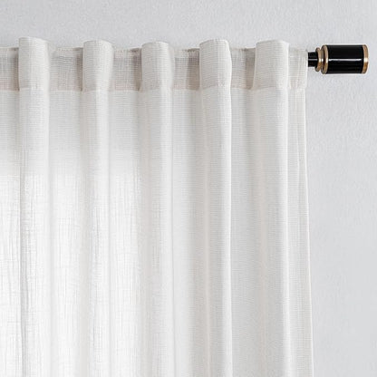 MYSKY HOME 90 Inch Natural Curtains for Sliding Glass Door Windows, Living Room Decoration Cotton Drapes Soft Comfortable Touch Farmhouse Country Patio Treatment Set, 100" Width, Beige, 1 Panel