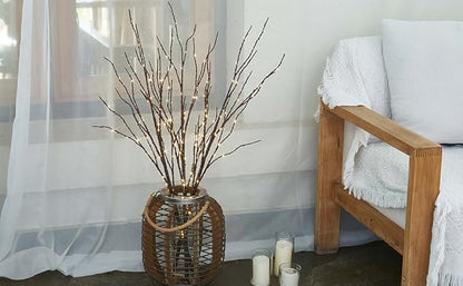 Fudios Lighted Twigs and Branches for Vases Plug in 32in Tall,Brown Willow Tree Branches with Lights 150 LED Outdoor Indoor Holiday Party Decor Gift 2Sets