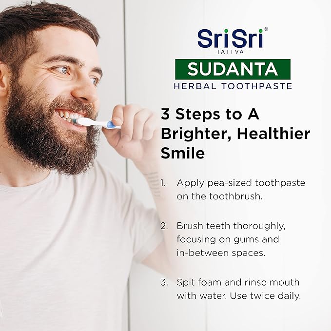 Sri Sri Tattva Sudanta Herbal Toothpaste for Oral Care Protection - Fluoride Free Ayurvedic Toothpaste to Strengthen Teeth and Gums Without Causing Sensitivity - All Natural, 200g (1 Pack)
