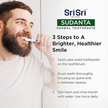 Sri Sri Tattva Sudanta Herbal Toothpaste for Oral Care Protection - Fluoride Free Ayurvedic Toothpaste to Strengthen Teeth and Gums Without Causing Sensitivity - All Natural, 200g (1 Pack)