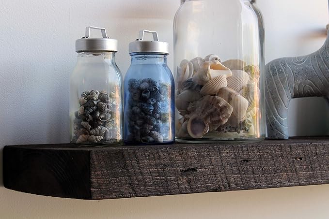 Urban Legacy Reclaimed Barnwood Planks | Floating Shelves for Wall w/Flush Mount Shelf Bracket Set Included | Set of 2 (Coffee Bean, 18"x 7"x 2")