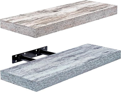 Sorbus Floating Shelves - 2 Pack 16 Inch Rustic & Blue Wall Shelves for Bedroom, Kitchen, Living Room, Bathroom Shelves, Home Decor, Office - Floating Shelf for Trophy, Books, Frames, Toilet Paper