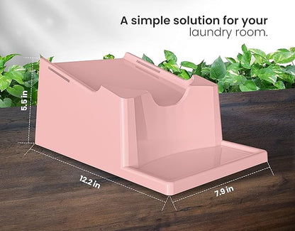 TidyFriend Laundry Detergent Holder Stand Organizer with Drip Tray, 2 Pack Laundry Soap Holder with Non-Slip Rubber Feet for Washing Space Organization, Angled Downward Slope for Easy Pouring (Rose)