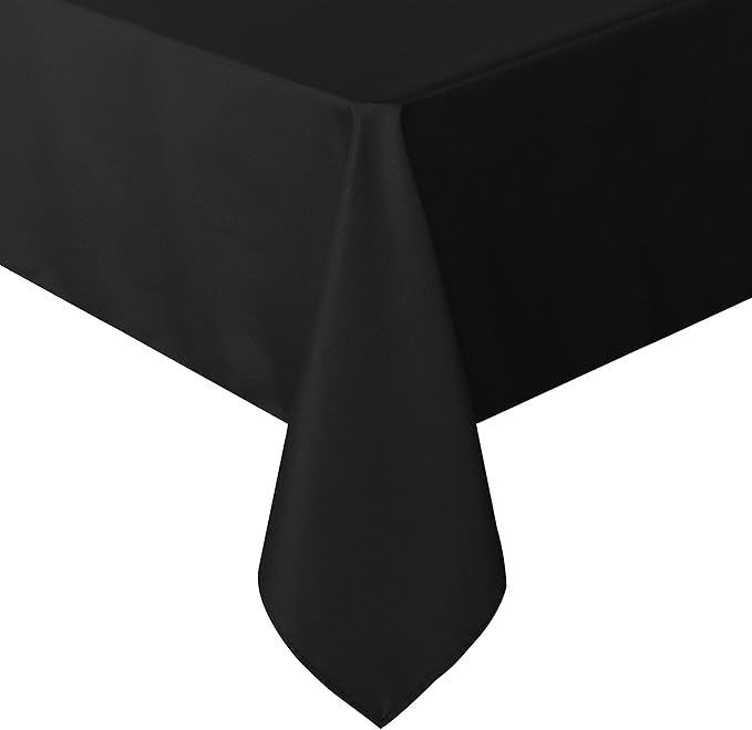 sancua Rectangle Tablecloth - 90 x 156 Inch - Water Resistant Spill Proof Washable Polyester Table Cloth, Decorative Fabric Table Cover for Dining Tables, Buffet Parties and Camping, Black
