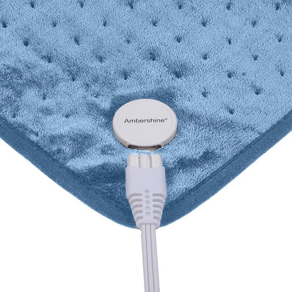Ruqiji 17''x33'' XXXL King Size Flannel Electric Heating Patches with 120 Minutes Auto Shut Off&6 Temperature Settings, Pain Relief for Back/Neck/Shoulders/Menstrual Pain/Leg Cramp(Light Blue)