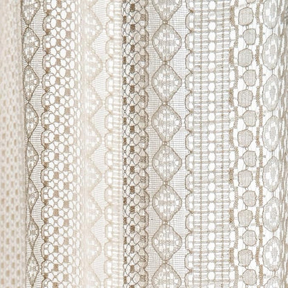 Sutuo Home Beige Boho Curtains Crochet Lace Semi-Sheer Bohemian Hollow Knitted Handmade Tassels, Rod Pocket Window Treatment Vintage Rustic Farmhouse Drapes for Glass Slide Door, 1 Panel 59" W x 90" L