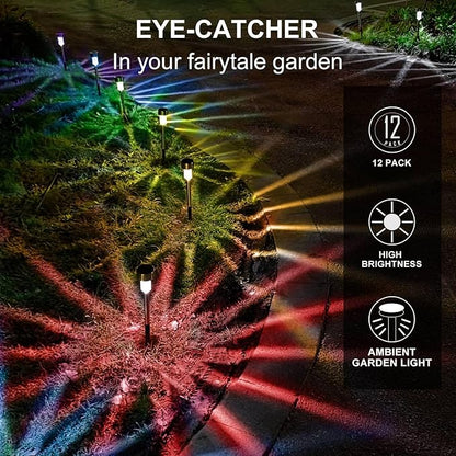 Solar Lights Outdoor Waterproof, Stainless Steel LED Landscape Lighting, Solar Garden Lights Solar Powered, Outdoor Solar Lights for Yard, Pathway, Walkway, Patio , Lawn - 12 Pack ( Multicolor )