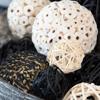 ANDALUCA Decorative Balls Bag Bowl Filler Home Decor (Black & White)