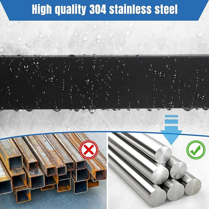 Magnetic Knife Holder for Wall 20 Inch, No Drilling black knife magnetic strip with 4 Hooks, Strong Magnet Knife Holder strip, Magnetic Knife Rack Bar for Kitchen Knives and Tools