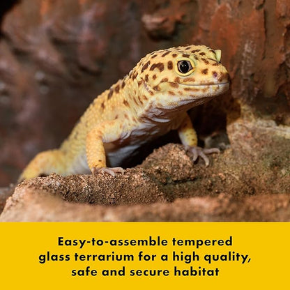 Zilla QuickBuild Reptile 65 Gallon Glass Terrarium Habitat with Sliding Door For Geckos, Snakes, Lizards, Frogs, Turtles, and Tortoises, 48" x 18" x 18"