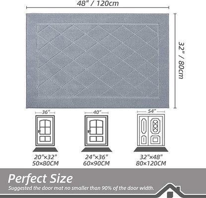 BEQHAUSE Dirt Trapper Door Mat 32" x 48", Doormat Non-Slip Entryway Rugs Washable, Dog Door Mat Stain Resistant and Absorbent Welcome Floor Mat for Front Back Door, Muddy Wet Shoes & Paws, Grey
