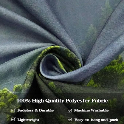 AMM Nature Forest Mountain Tapestry Green Misty Pine Tree Tapestry for Bedroom Aesthetic Foggy Woodlands Sky Landscape Tapestries Wall Hanging for Living Room Dorm 60 x 44 Inch