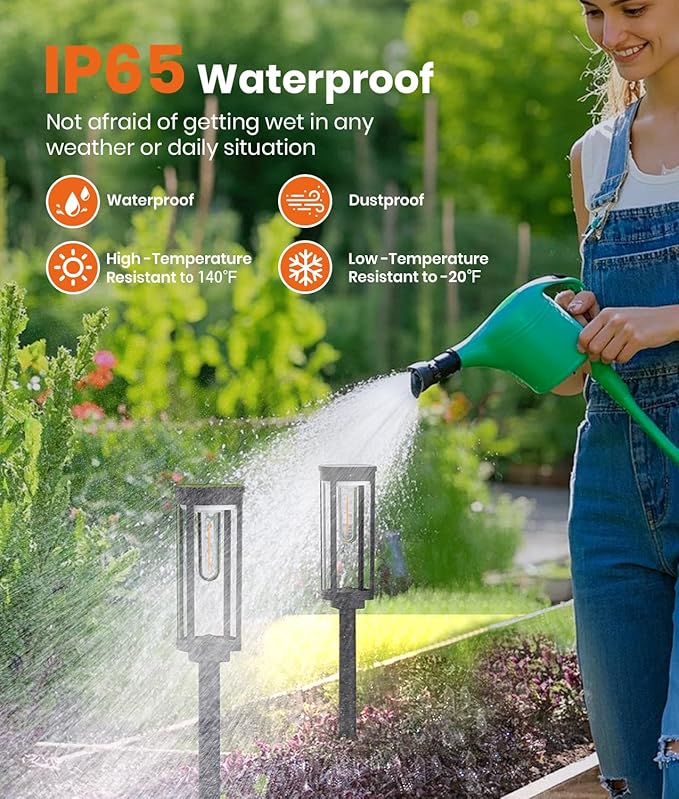 Solar Pathway Lights Outdoor Solar Lights Outdoor, IP65 Waterproof Auto On/Off Solar Garden Lights Solar Powered Landscape Lighting for Yard Walkway Driveway Pathway (Warm White, 2pack)