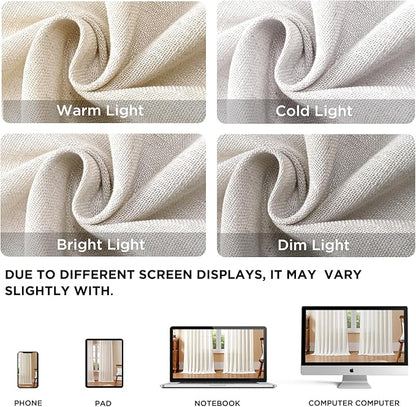 Joydeco Linen Curtains for Bedroom 63 Inch Length 2 Panels Set,37 Inch Wide Light Filtering Curtains for Living Room, Off-White Curtains with Back Tab & Rod Pockets (37x63 inch, Off-White)