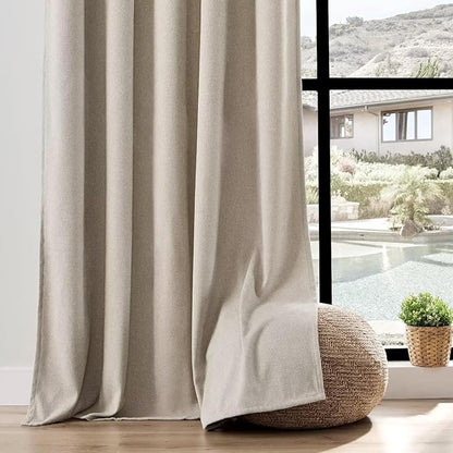 Joydeco Linen Curtains 90 Inch Length, Light Filtering Curtains for Bedroom Living Room, 52 Inches Wide Faux Linen Drapes with Rod Pockets (52x90 inch, Linen)