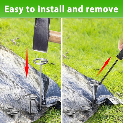 120 Pack Heavy Duty 8 Gauge Galvanized Landscape Fabric Pins, 6 Inch G-Shaped Round Top Weed Barrier Stakes for Garden, Erosion Control, Tent, Ground Cover (Silver)