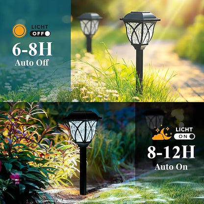 GIGALUMI Solar Lights Outdoor Waterproof, 8 Pack LED Solar Garden Lights, Outdoor Decorations, Garden Decor for Yard, Patio, Landscape, Planter, Walkway (Cold White)