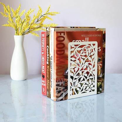 CNK Book Ends Bookends for Decorative Books Holder Bookend Shelves End Hold Heavy Duty Holders Stoppers Metal Stopper Cute Boho Bookshelf Holds Cookbook Office Home Set of 4 Bookends Pair White