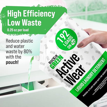 Rockin' Green Laundry Detergent, Plant based, All Natural Laundry Detergent Powder, Vegan and Biodegradable Odor Fighter, Safe for Sensitive Skin (Liquid Laundry Detergent 192 Loads - Unscented)