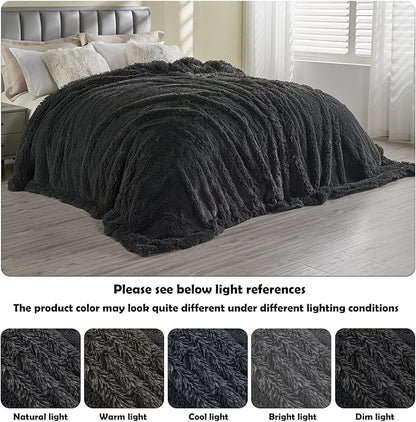 GONAAP Fuzzy Faux Fur Throw Blanket Twin Size Dark Grey Super Soft Cozy Plush Fuzzy Shaggy Blanket for Couch Sofa Bed (Dark Grey, Twin(60"x80"))