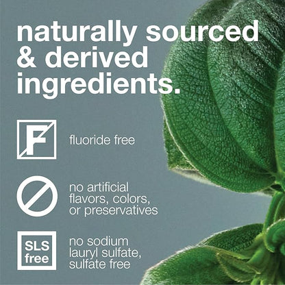 Davids Charcoal Toothpaste for Enhanced Teeth Whitening, Peppermint, Antiplaque, Flouride Free, SLS Free, Enamel Safe, Recyclable Metal Tube, 5.25oz