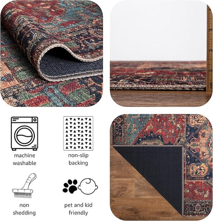 Keen Home Design 2x3 Rug - Machine Washable Entry Rug with Non-Slip Backing, Ideal for Enteryway, Kitchen, Bathroom, Laundry Room - Vintage, Easy Clean, Durable, Low Pile Rug - (2' x 3')